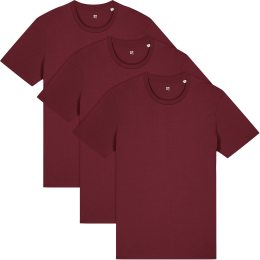 Basic T-Shirt aus Bio-Baumwolle - 3er-Pack - burgundy